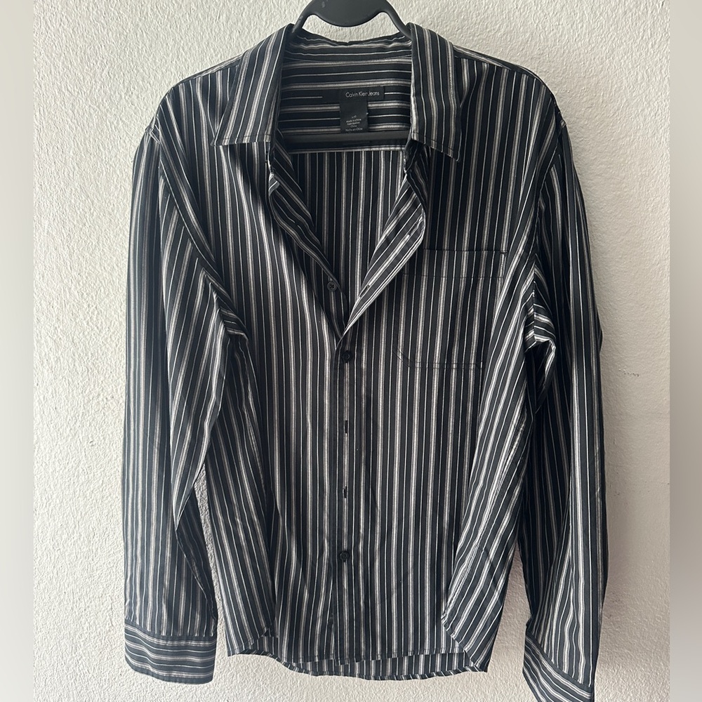 Calvin Klein Black and White Striped Fabric